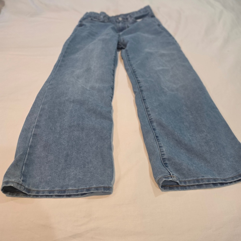 Old Navy Baggy Wide Leg Jeans Girls 14 Blue High Rise Medium Wash Excellent